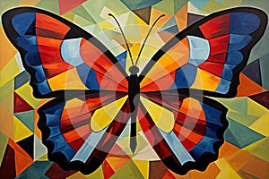 Abstract butterfly painting in the style of pablo picasso. Insect. Animals art. Illustration, Generative AI photo