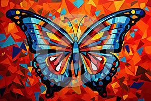 Abstract butterfly painting in the style of pablo picasso. Insect. Animals art. Illustration, Generative AI photo