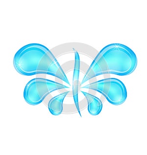 Abstract butterfly stylized water splash drops