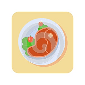 Abstract button icon beef steak on white background - Vector