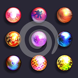 Abstract buttons crystal balls lines grid explosion cross design vector illustration