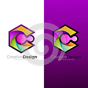 Abstract C logo with letter C design technology