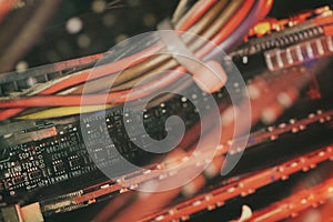 Abstract cables inside computer background