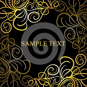 Abstract calligraphic retro luxury swirl corner frame with place for text. Can be used for page decoration, web design.
