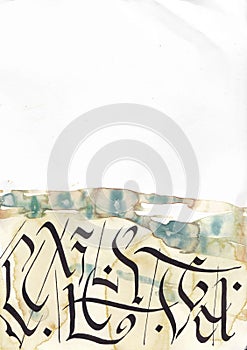 Abstract calligraphy arabesque and watercolor background illustration