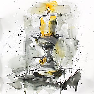 Abstract Candle Watercolor Painting