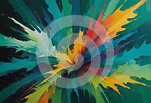 An abstract canvas painted rainbow background with texture