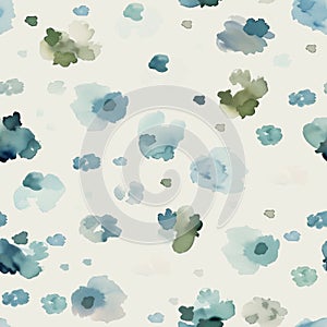 Abstract Capri Blue Watercolor Blobs Seamless Pattern