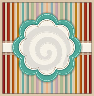 Abstract Card With Flower And Colorful Retro Striped Background