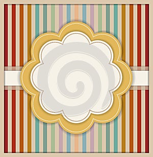 Abstract Card With Flower And Colorful Retro Striped Background