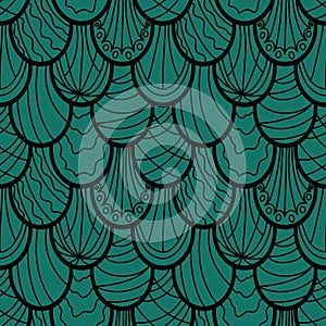 Abstract cartoon doodle seamless mermaid fish scales pattern for wrapping paper and fabrics and linens and kids