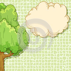 Abstract cartoon tree with cloud for your text