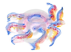 Soft rounded translucent watercolor-blue octopus with solar tentacles