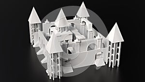 abstract castle in 3d escher style optical art