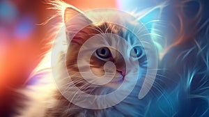 Abstract cat with baby colorful background AI photo