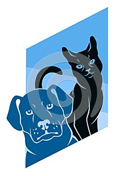 Abstract cat and dog