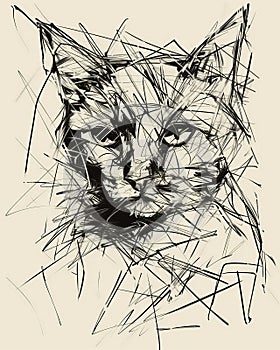 Abstract Cat Illustration for T-Shirt Design or Outwear photo