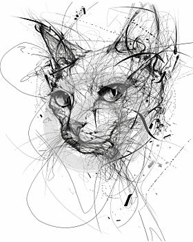 Abstract Cat Illustration for T-Shirt Design or Outwear photo