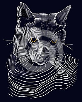 Abstract Cat Illustration for T-Shirt Design or Outwear photo