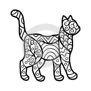 Abstract cat, zenart, coloring page
