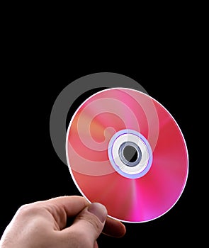 Abstract cd dvd blue-ray disk in hand