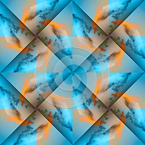Abstract celestial blue - orange pattern. Skiey background. photo
