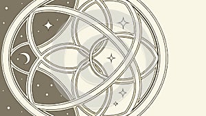 Abstract celestial geometric pattern, intricate cosmic design. vector design Generative AI