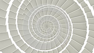 Abstract CGI motion graphics and looped animated background with white cubes in spiral arrange tunnel. Seamless loop.