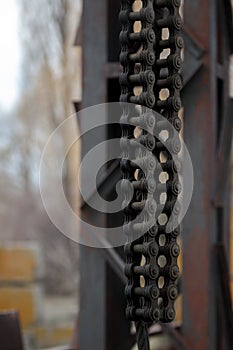 Abstract chain closeup, heavy metal construction
