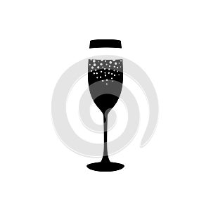 Champagne glass symbol on white backdrop