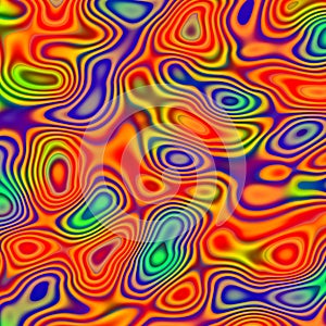 Abstract Chaotic Pattern with Colorful Irregular Shapes. Red Green Blue Background. Psychedelic Art Blobs. Digitally Generated.