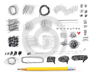 Abstract chaotic round sketch. Pencil drawing for your design. Freehand drawing. Vector illustration. on white background