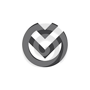 Abstract check mark circle geometric logo vector