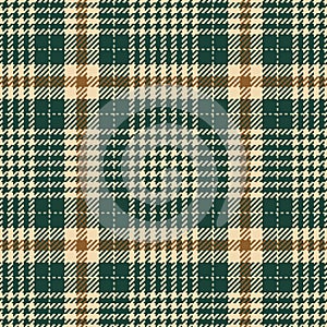 Abstract check pattern tweed in brown, beige, green for spring summer autumn winter. Seamless glen tartan plaid for dress, scarf.