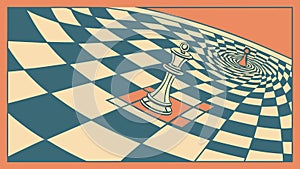 Abstract Checkerboard Vortex with Distortion Effect, vector design Generative AI