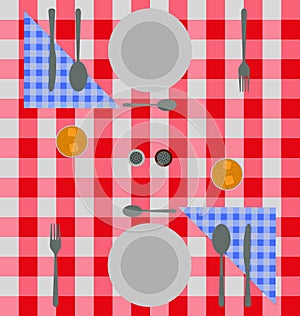 Abstract checkered dinner setting