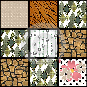 Abstract checkered plaid textile patchwork pattern background