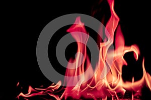 Abstract chemical pink fire flame isolated on black background