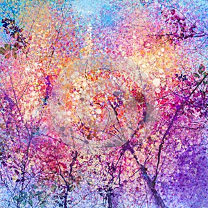 Abstract Cherry blossom flower watercolor painting