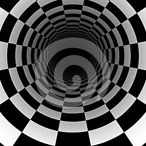 Abstract chess tunnel background with perspective effect