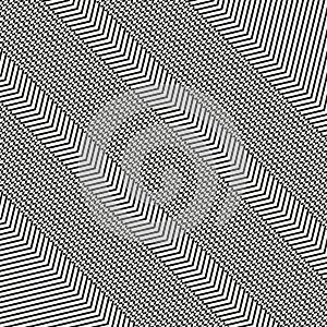 Abstract chevron pattern. Diagonal line blocks. Op art texture Vector. Black white optical effect.