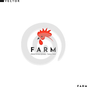 Abstract chicken logo. Farm animal vector