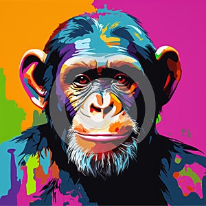 Colorful Chimp: A Pop Art Style Graphic Design Poster photo