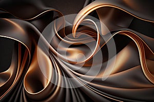 Abstract chocolate background, fashion wallpaper with wavy layers and folds. Generative AI