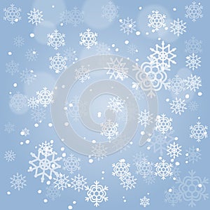 Abstract Christmas background with falling snowflakes. Vector illustration for Holiday Collection.