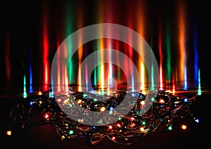 Abstract christmas background, xmas texture from color lights for Christmas tree.