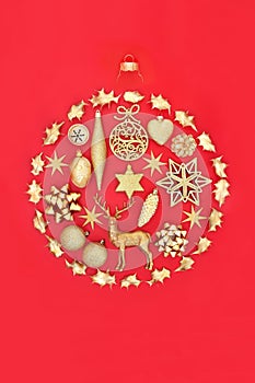 Abstract Christmas Bauble Shape with Gold Decorations