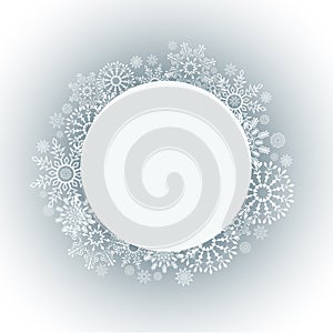 Abstract Christmas frame with white snowflake border