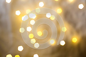 abstract Christmas Golden bokeh lights on grey background