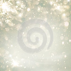 Abstract Christmas Golden Holiday Background Glitter Defocused